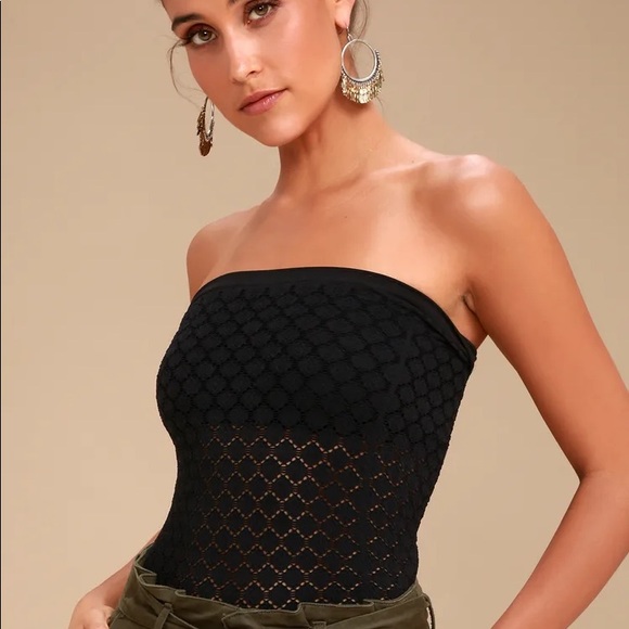 Free People Honey Black Textured Tube Top Black - Picture 2 of 6